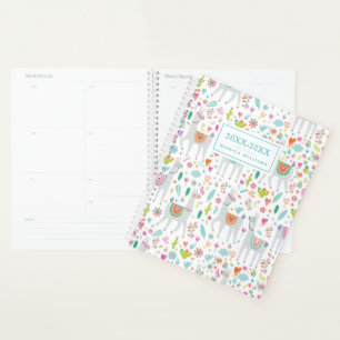 Add Your Name Cute Pastel Llama Pattern Planner