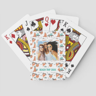 Add Your Name | Cute Sloth Pattern Playing Cards