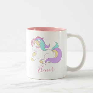 Add Your Name Cute Unicorn Personalised Two-Tone Coffee Mug