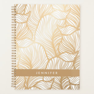 Add Your Name Damask Gold Floral Pattern Planner