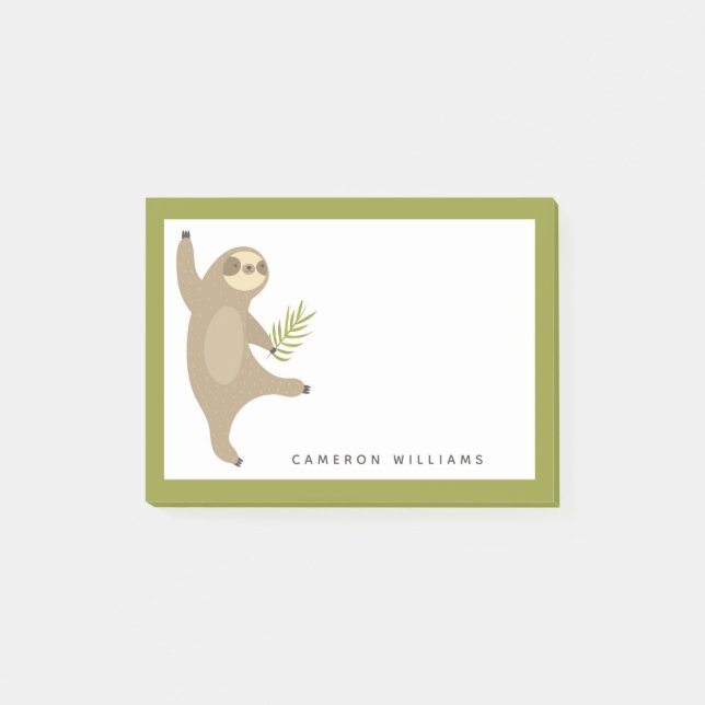 Add Your Name | Dancing Sloth | Why Not? Post-it Notes (Front)