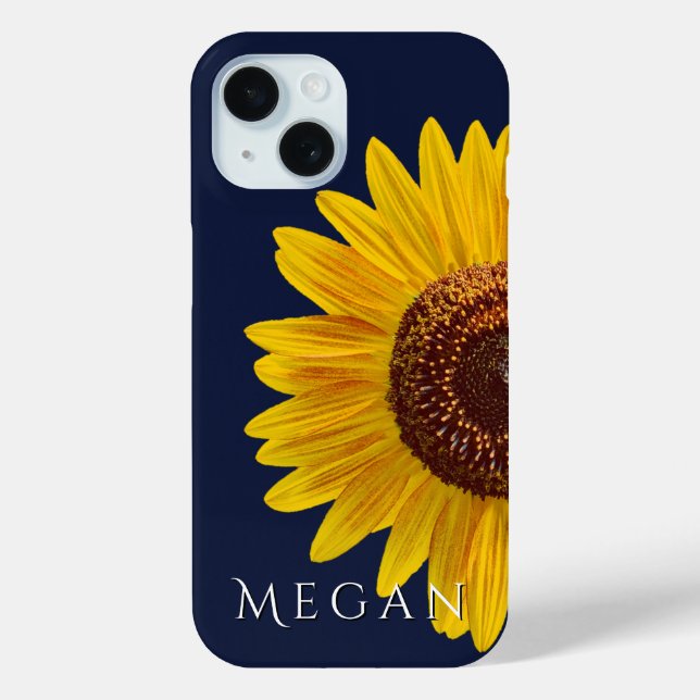 Add Your Name Dark Navy Blue Close Up Sunflower  Case-Mate iPhone Case (Back)