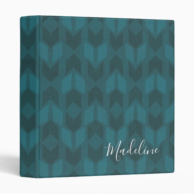 Add Your Name | Dark Teal Pattern Binder (Front/Spine)