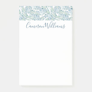 Add Your Name   Decorative Striped Leaf Pattern Post-it Notes