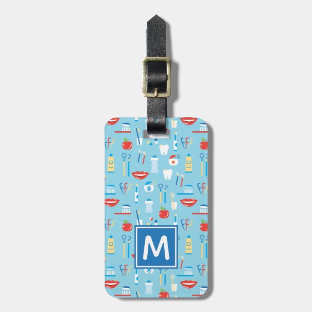 Add Your Name | Dental Blue Pattern Luggage Tag (Front Vertical)