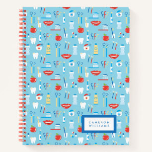 Add Your Name   Dental Blue Pattern Notebook