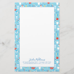 Add Your Name Dental Blue Pattern Stationery