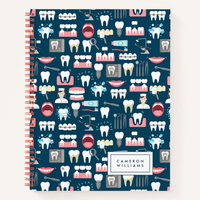 Add Your Name | Dental Clinic Office Pattern Notebook (Front)