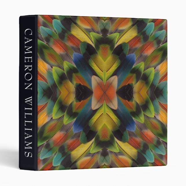 Add Your Name | Design Of Lovebird Feathers Binder (Front/Spine)