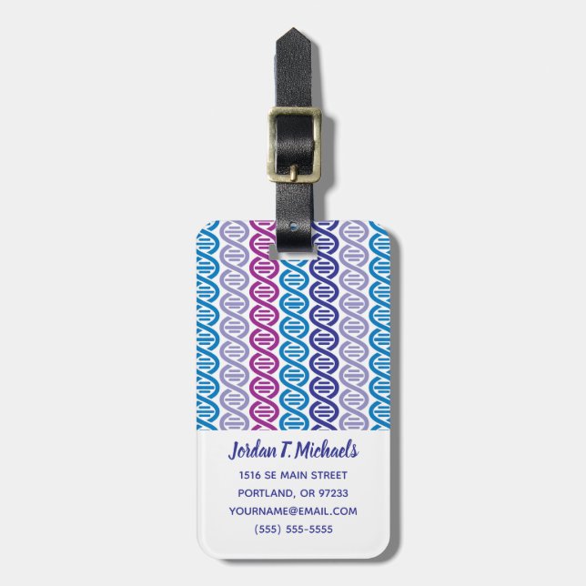 Add Your Name | DNA Pattern Luggage Tag (Front Vertical)