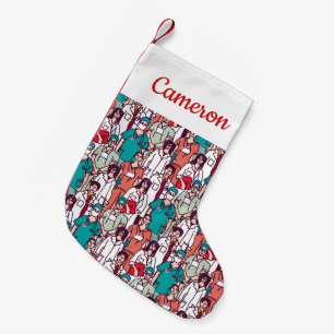 Add Your Name   Doctor & Surgeon Pattern Small Christmas Stocking