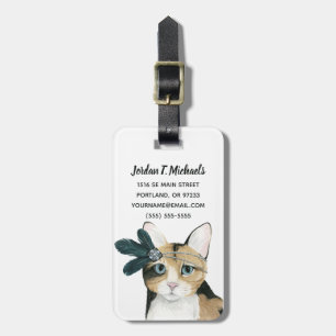 Add Your Name Downton Cat Luggage Tag