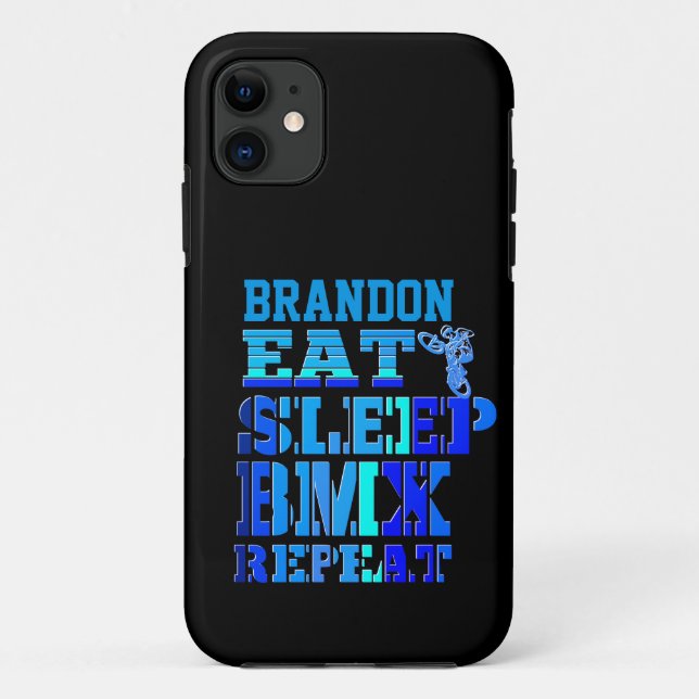 Add Your Name Eat Sleep BMX Repeat Blue  Case-Mate iPhone Case (Back)