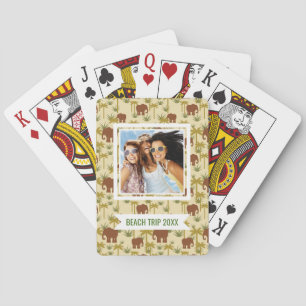 Add Your Name   Elephants And Palms In Camouflage Playing Cards