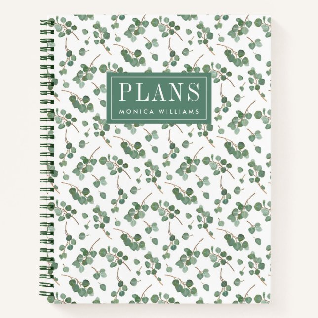 Add Your Name | Eucalyptus Silver Dollar Tree Notebook (Front)