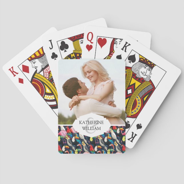 Add Your Name | Exotic birds Playing Cards (Back)