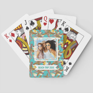Add Your Name   Fanciful Starfish Pattern Playing Cards