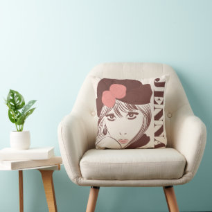 Add Your Name   Fashion Girl Throw Pillow