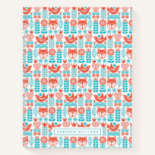 Add Your Name   Finnish Fox & Bird Folk Art Notebook