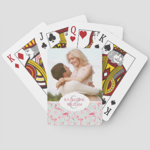 Add Your Name   Flamingo Feathers On Polka Dots Playing Cards