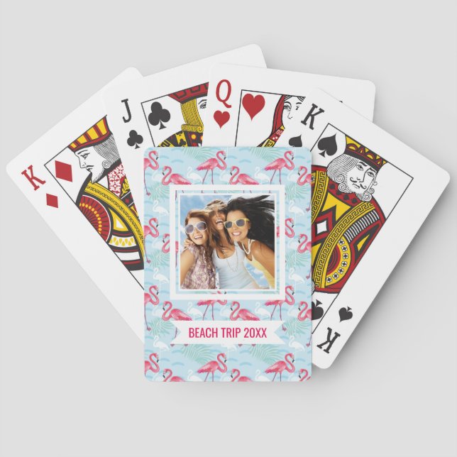 Add Your Name | Flamingo Pattern Playing Cards (Back)