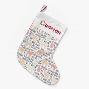 Add Your Name   Flock Of Alpacas Pattern Small Christmas Stocking