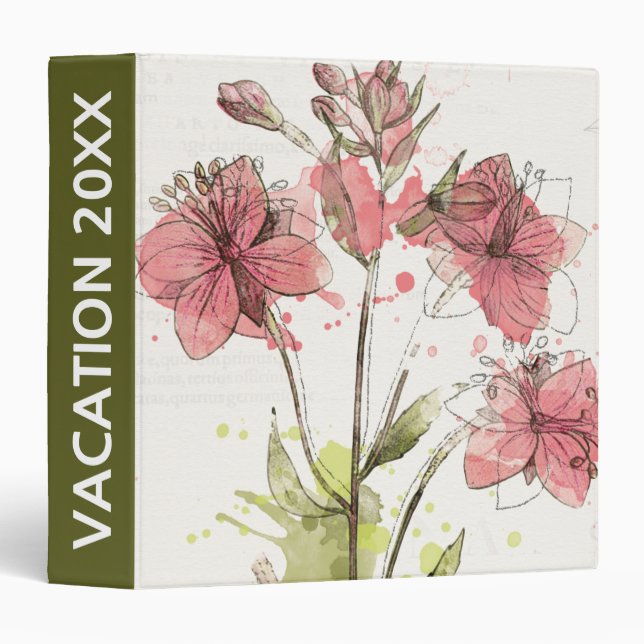 Add Your Name | Floral Dark Pink Splash Binder (Front/Spine)