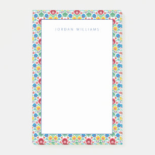 Add Your Name Floral Heart Folk Art Pattern Post-it Notes