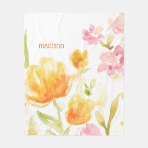 Add Your Name   Floral Song I Fleece Blanket