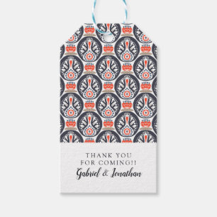 Add Your Name   Floral Turkey Folk Art Pattern Gift Tags