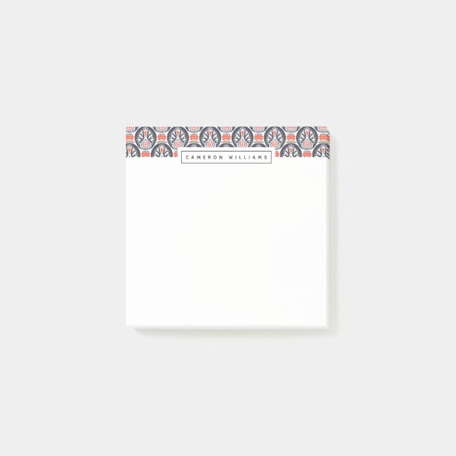 Add Your Name | Floral Turkey Folk Art Pattern Post-it Notes (Front)