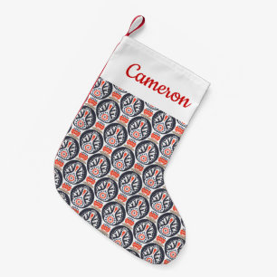 Add Your Name Floral Turkey Folk Art Pattern Small Christmas Stocking
