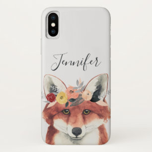 Add Your Name   Flower Crown Forester Fox Case-Mate iPhone Case