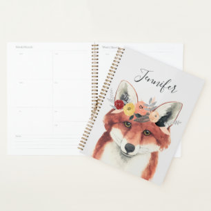 Add Your Name Flower Crown Forester Fox Planner