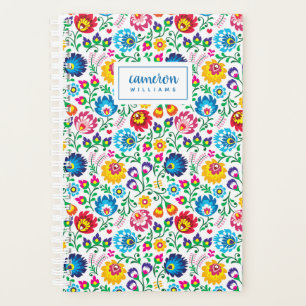 Add Your Name Folk Art Flower Pattern Planner
