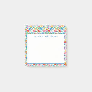 Add Your Name Folk Art Flower Pattern Post-it Notes