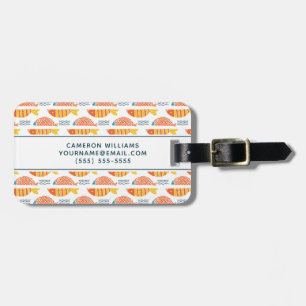 Add Your Name Folk Art Swimming Fish Pattern Luggage Tag