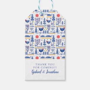 Add Your Name   Folk Art Winter Bird Pattern Gift Tags