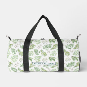 Add Your Name Forest Greenery Pattern Duffle Bag