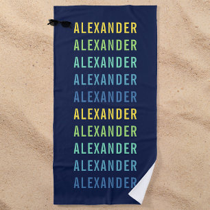 Add Your Name Fun Colour Gradient Beach Towel