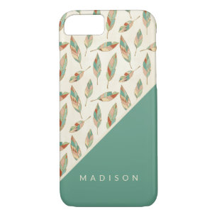 Add Your Name   Geometric Feather Pattern Case-Mate iPhone Case
