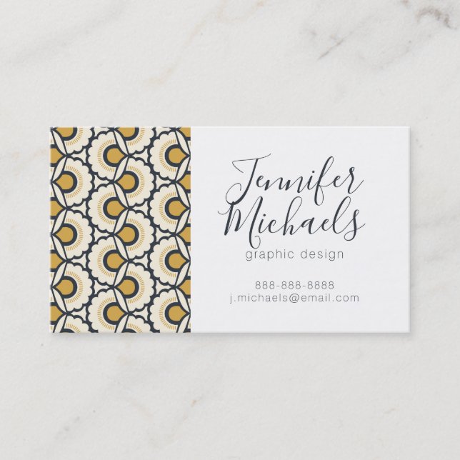 Add Your Name | Geometric Floral Pattern Business Card (Front)