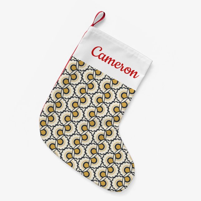 Add Your Name | Geometric Floral Pattern Small Christmas Stocking (Front (Hanging))