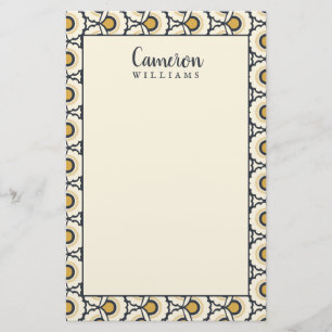Add Your Name   Geometric Floral Pattern Stationery