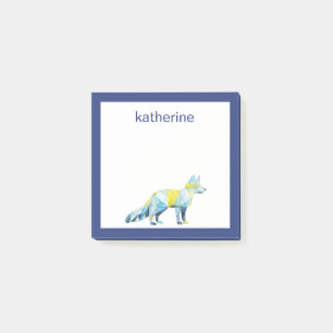 Add Your Name   Geometric Fox Animal Post-it Notes