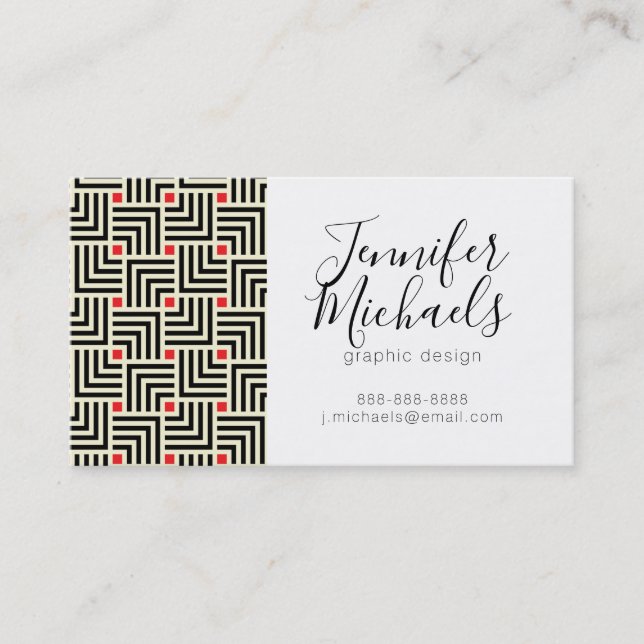 Add Your Name | Geometric Lines Pattern Business Card (Front)