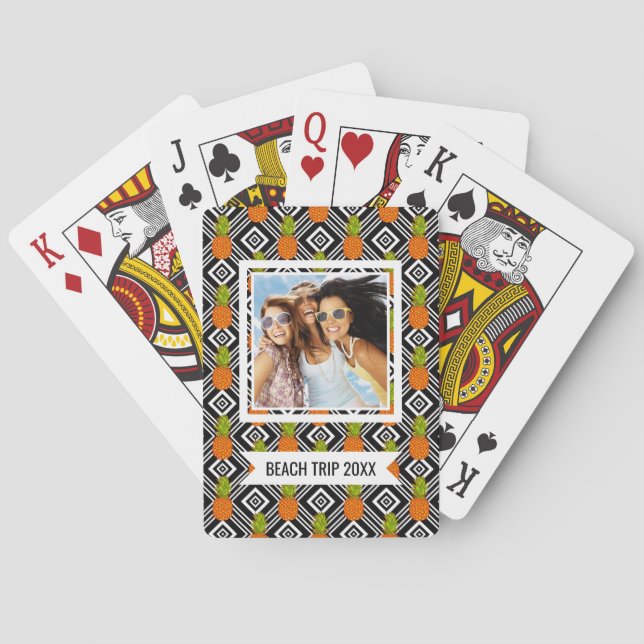Add Your Name | Geometric Pineapples Playing Cards (Back)
