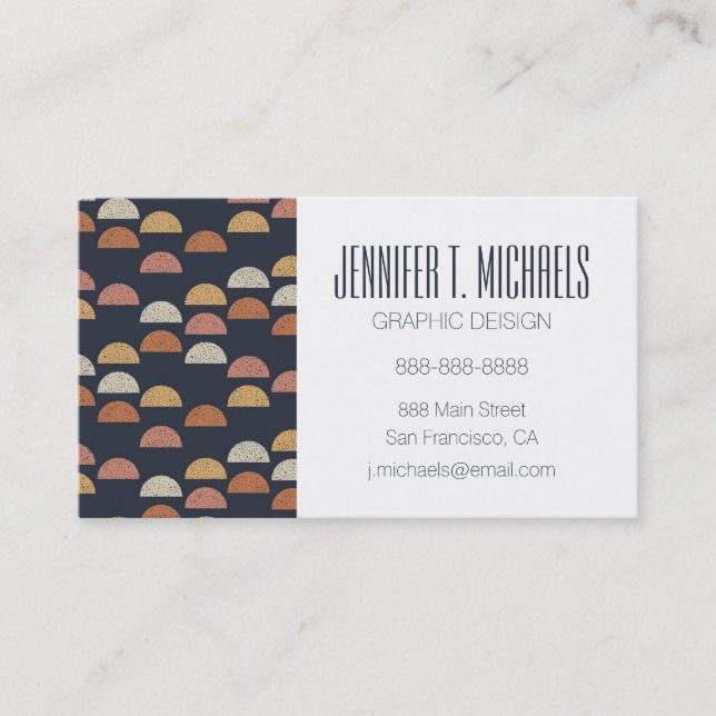 Add Your Name | Geometric Semi Circle Pattern Business Card (Front)