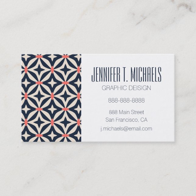 Add Your Name | Geometric Star Pattern Business Card (Front)