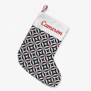 Add Your Name Geometric Star Pattern Small Christmas Stocking